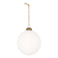 Geometrische Glazen Kerstbal 10 Cm Wit