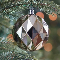 Geometrische Kerstballen 4 St | Lichtgoud | Kunststof | 8 Cm