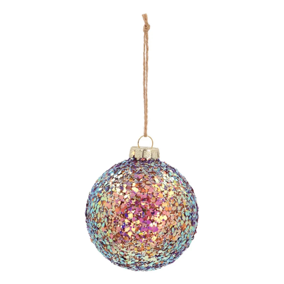 Glazen 'Galaxy' Kerstbal Met Glitters (buitenkant)