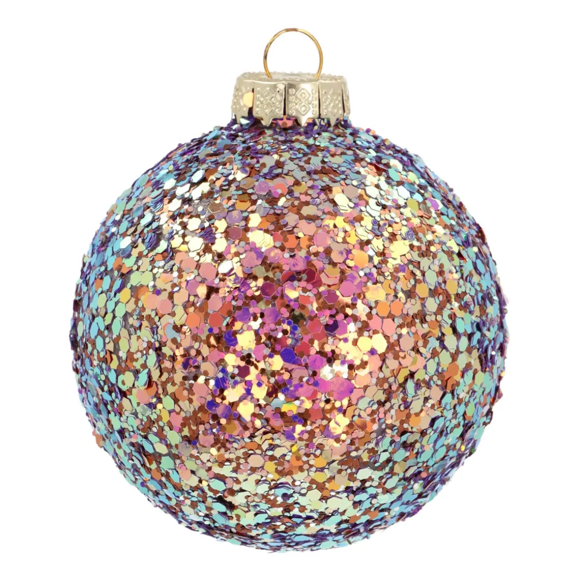 Glazen 'Galaxy' Kerstbal Met Glitters (buitenkant)