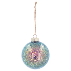 Glazen 'Galaxy' Kerstbal Met Glitters (binnenkant)