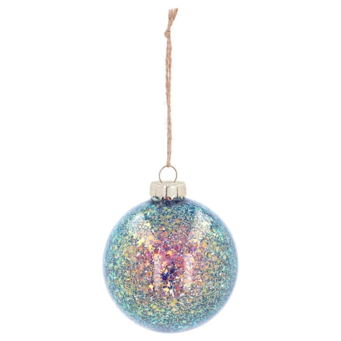 Glazen 'Galaxy' Kerstbal Met Glitters (binnenkant)