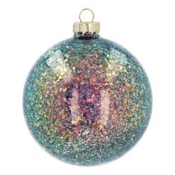 Glazen 'Galaxy' Kerstbal Met Glitters (binnenkant)