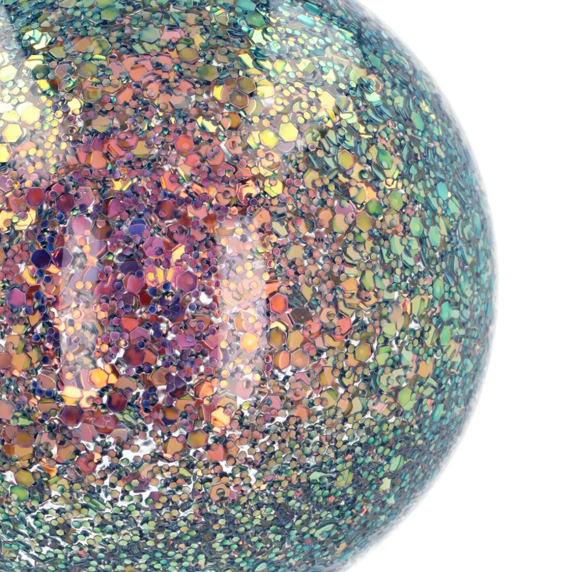 Glazen 'Galaxy' Kerstbal Met Glitters (binnenkant)