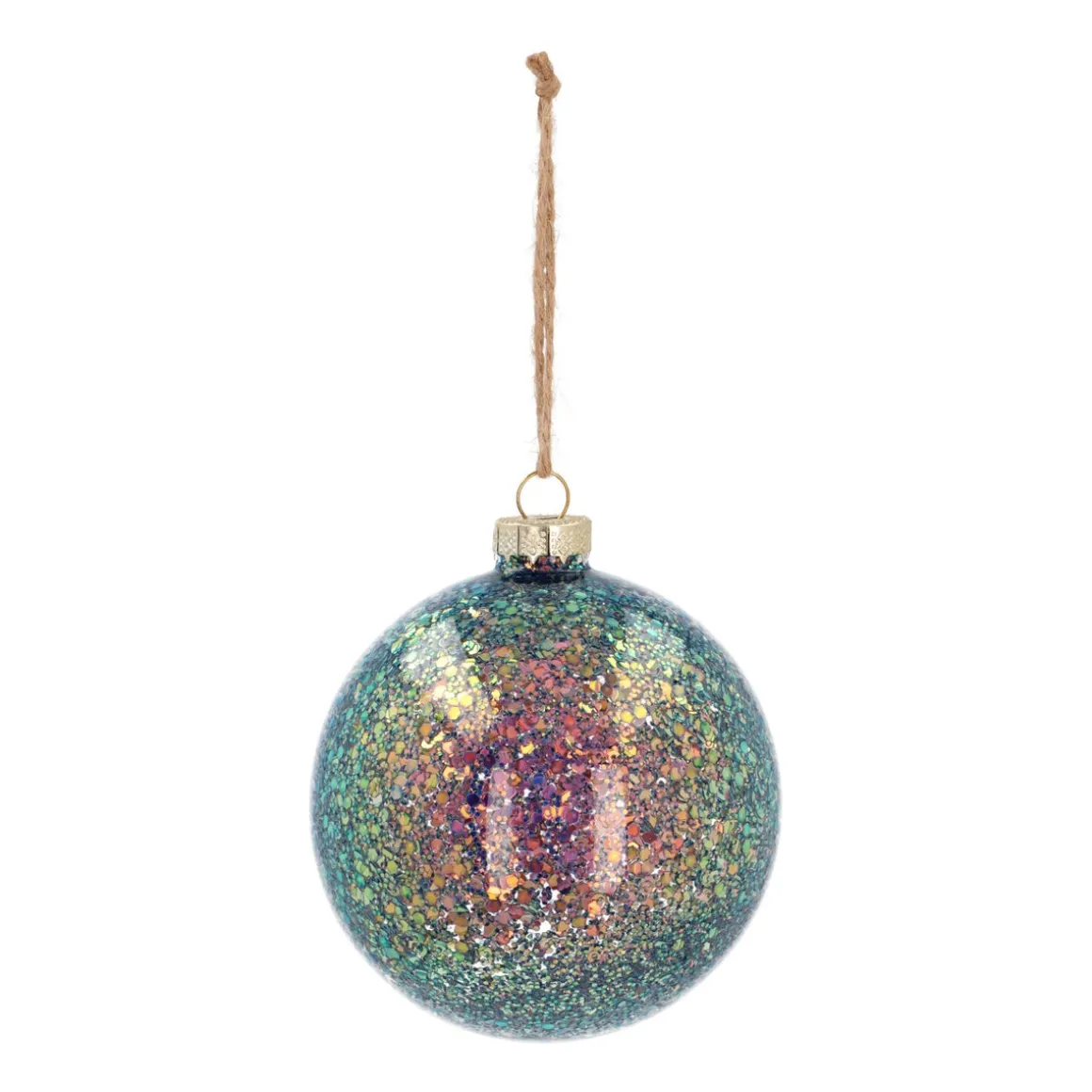 Glazen 'Galaxy' Kerstbal Met Glitters (binnenkant)