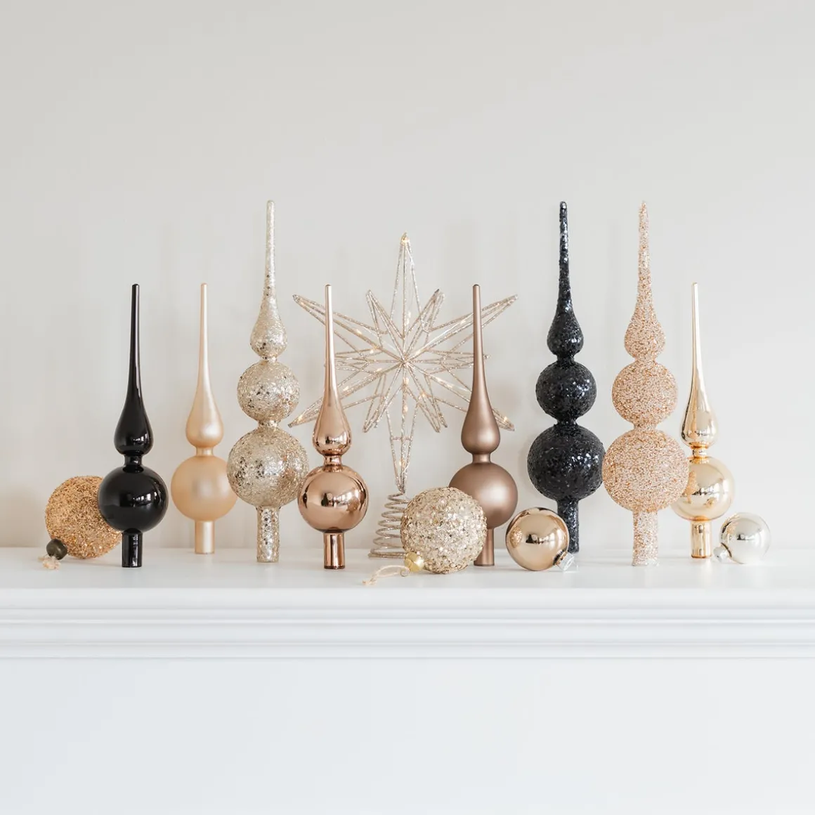 Glazen Glitterpiek In Cognac Kleur