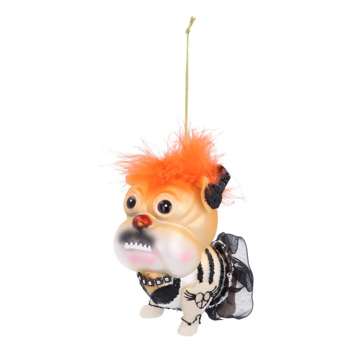 Glazen Hond Kersthanger In Punk Thema