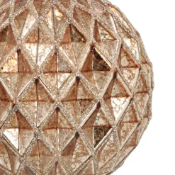 Glazen Kerstbal | Brons Met Ruitjespatroon | 8 Cm