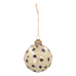 Glazen Kerstbal | Champagne Met Luipaardprint | 8 Cm