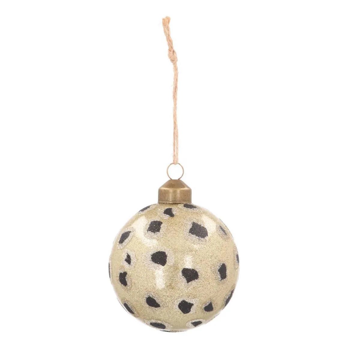 Glazen Kerstbal | Champagne Met Luipaardprint | 8 Cm