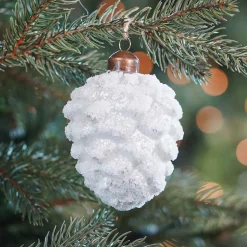 Glazen Kerstbal | Dennenappel Oudzilver | 10 Cm