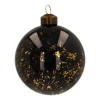 Glazen Kerstbal | Glanzend Zwart Met Gouden Spetters | 8 Cm
