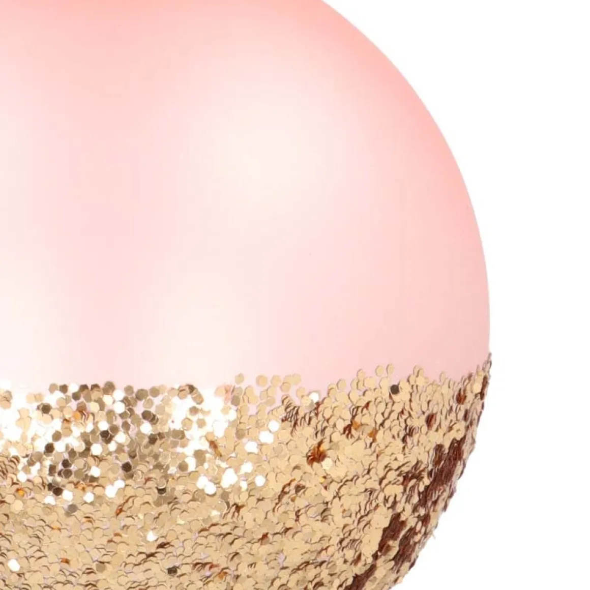 Glazen Kerstbal | Glitterdip | 8cm | Zachtroze