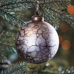 Glazen Kerstbal | Hydro Dip Brons | 8cm