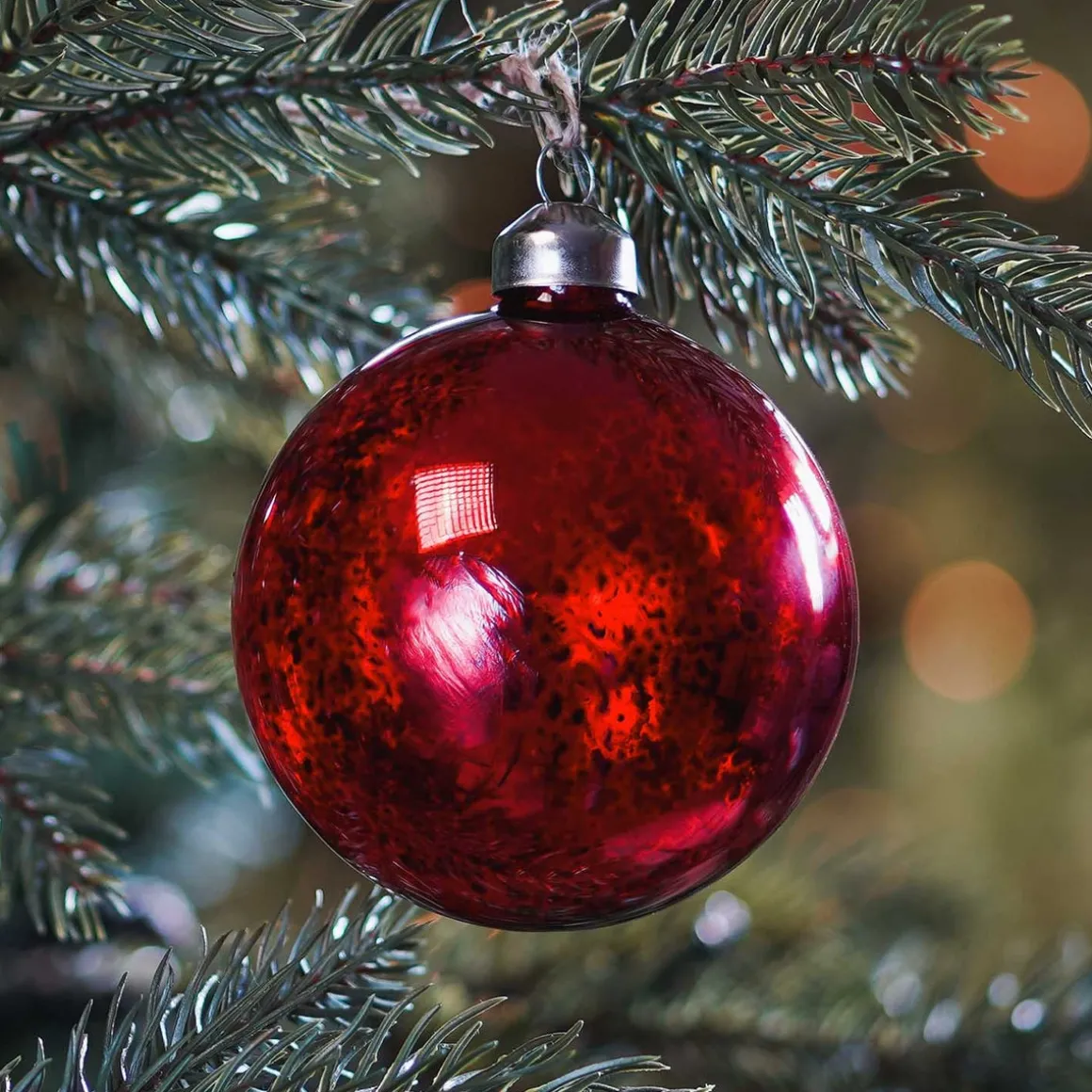 Glazen Kerstbal | Kerstrood Met Craquelé | 8 Cm