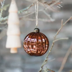 Glazen Kerstbal | Koper | Antiek-look | 8 Cm