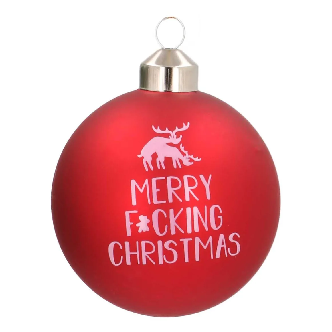 Glazen Kerstbal | 'Merry F*cking Christmas' | Rood | 8 Cm