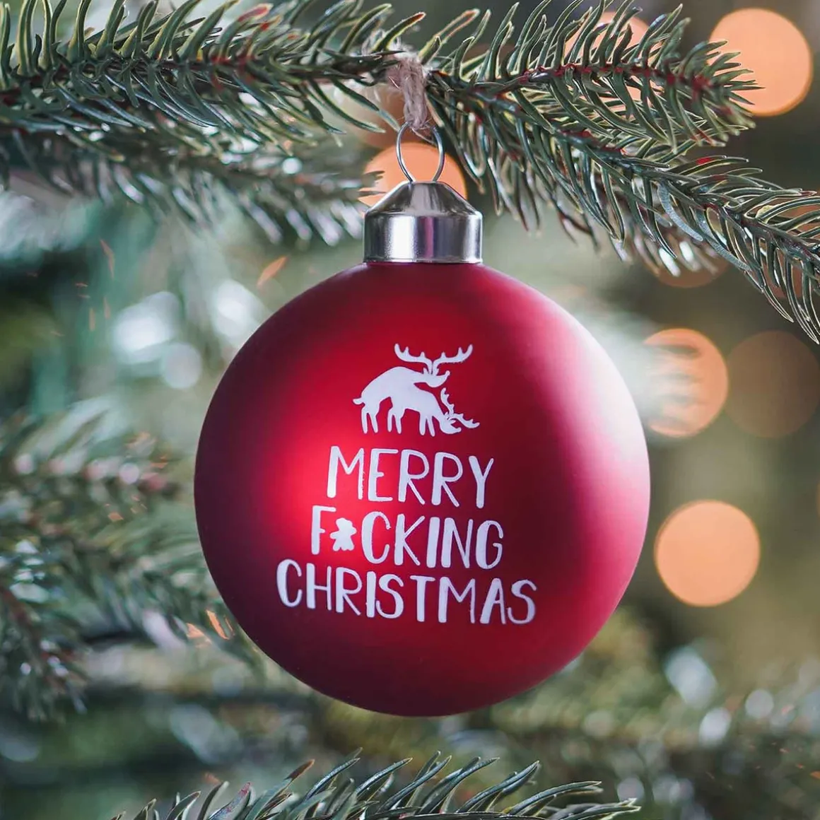 Glazen Kerstbal | 'Merry F*cking Christmas' | Rood | 8 Cm