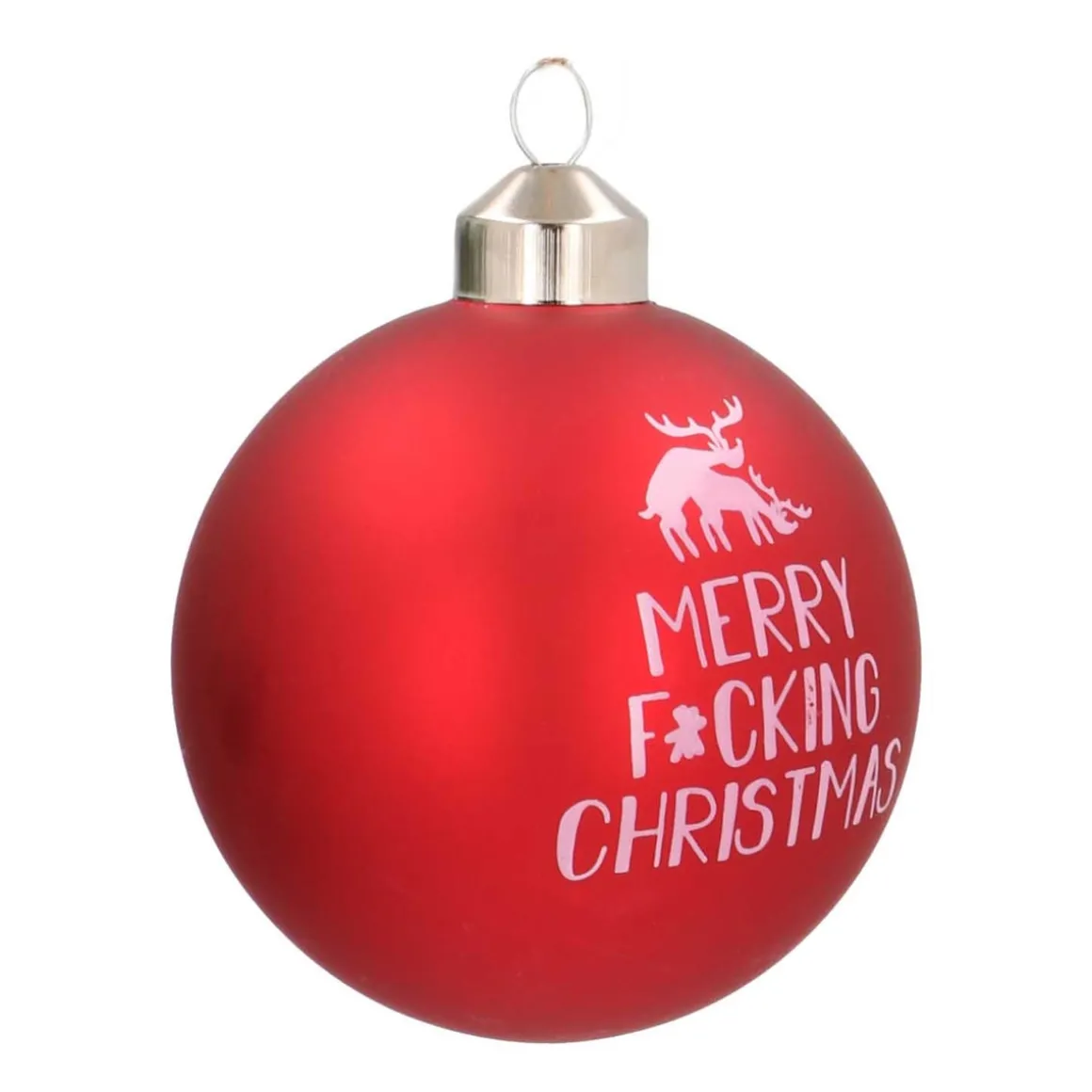 Glazen Kerstbal | 'Merry F*cking Christmas' | Rood | 8 Cm