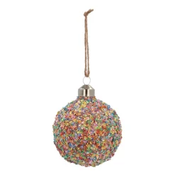 Glazen Kerstbal | Multi Pailletten | 8 Cm
