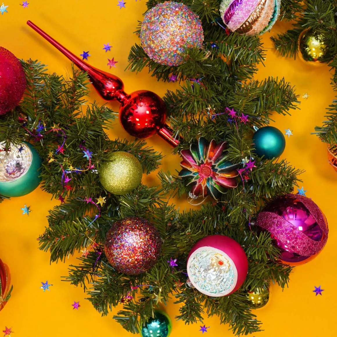 Glazen Kerstbal | Multi Pailletten | 8 Cm