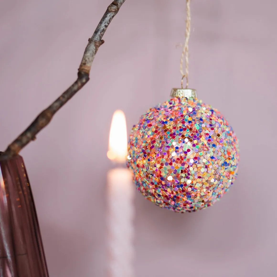 Glazen Kerstbal | Multi Pailletten | 8 Cm