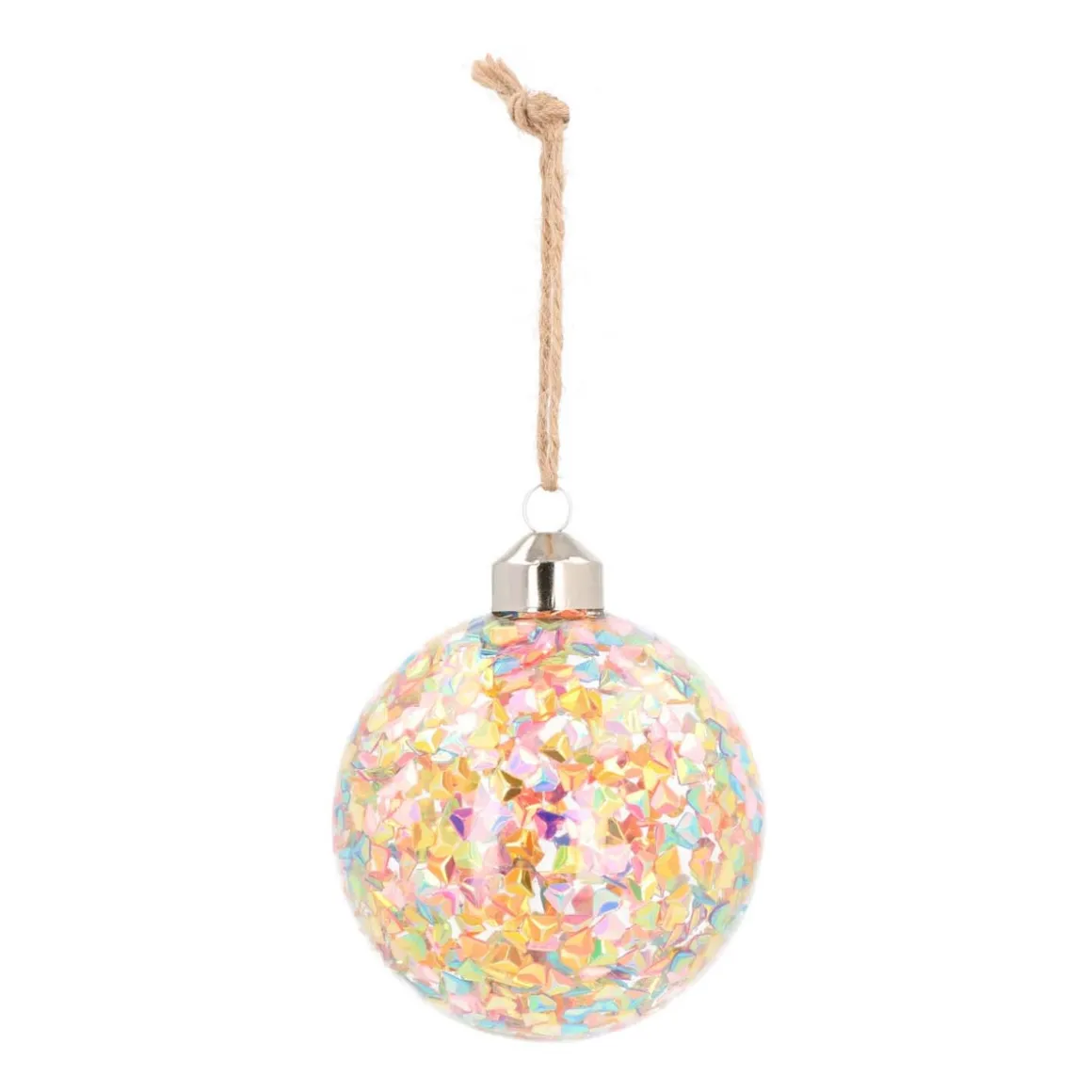 Glazen Kerstbal | Multi Steentjes | 8 Cm