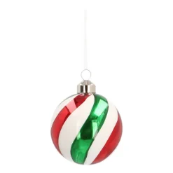 Glazen Kerstbal | Rood-groen | 8 Cm
