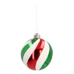 Glazen Kerstbal | Rood-groen | 10 Cm