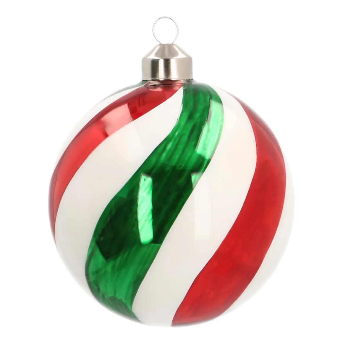 Glazen Kerstbal | Rood-groen | 10 Cm
