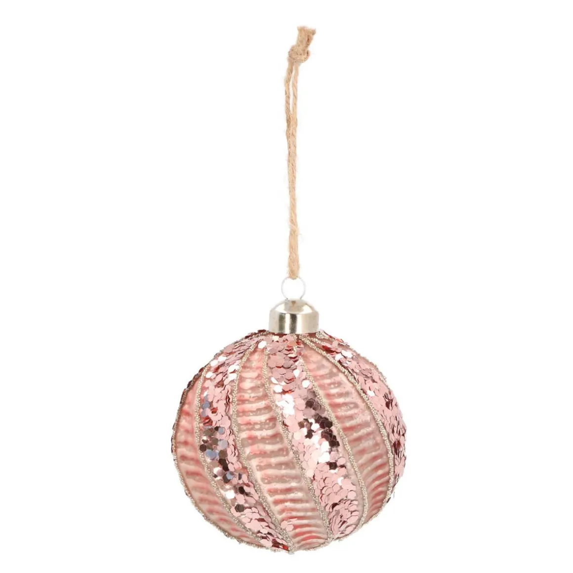 Glazen Kerstbal | Roze Met Swirl | 8 Cm
