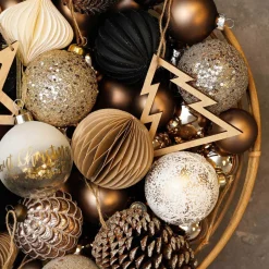 Glazen Kerstbal | Taupe Met Craquelé | 8 Cm