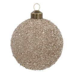 Glazen Kerstbal | Taupe Met Zandstructuur | 8 Cm