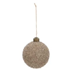 Glazen Kerstbal | Taupe Met Zandstructuur | 8 Cm