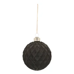 Glazen Kerstbal | Zwart Met Ruitjespatroon | 8 Cm