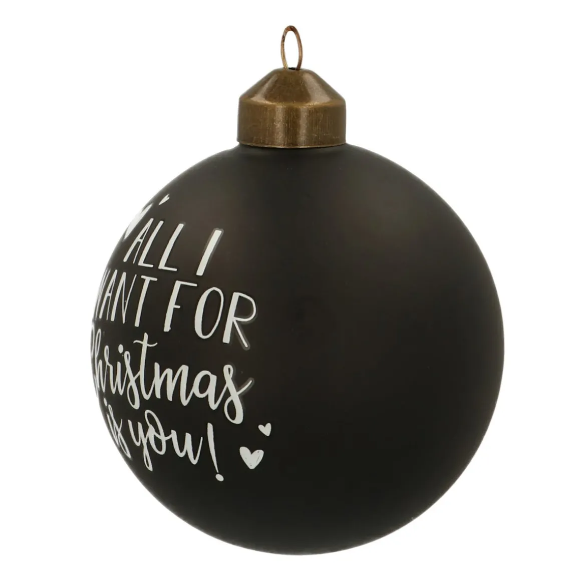 Glazen Kerstbal 'All I Want For Christmas...' | Zwart & Wit