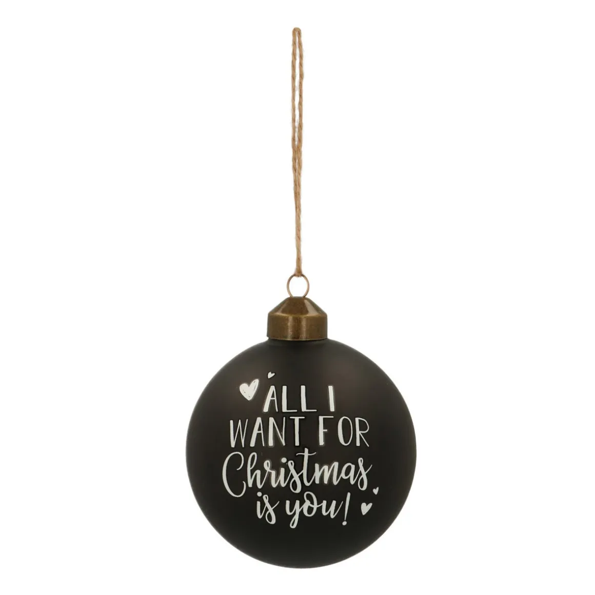 Glazen Kerstbal 'All I Want For Christmas...' | Zwart & Wit