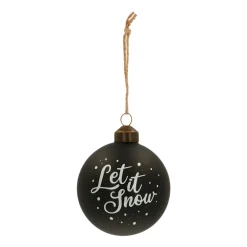 Glazen Kerstbal 'Let It Snow' | Zwart & Wit