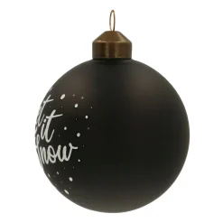 Glazen Kerstbal 'Let It Snow' | Zwart & Wit