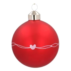 Glazen Kerstbal 'Merry Christmas' | Rood & Wit