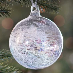 Glazen Kerstbal Met Draad | 8 Cm | Olie-effect | Transparant