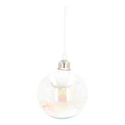 Glazen Kerstbal Met Droogbloemen | Transparant | 8 Cm