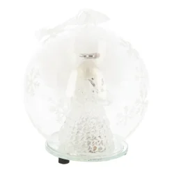 Glazen Kerstbal Met Engel En Duif LED 10 Cm