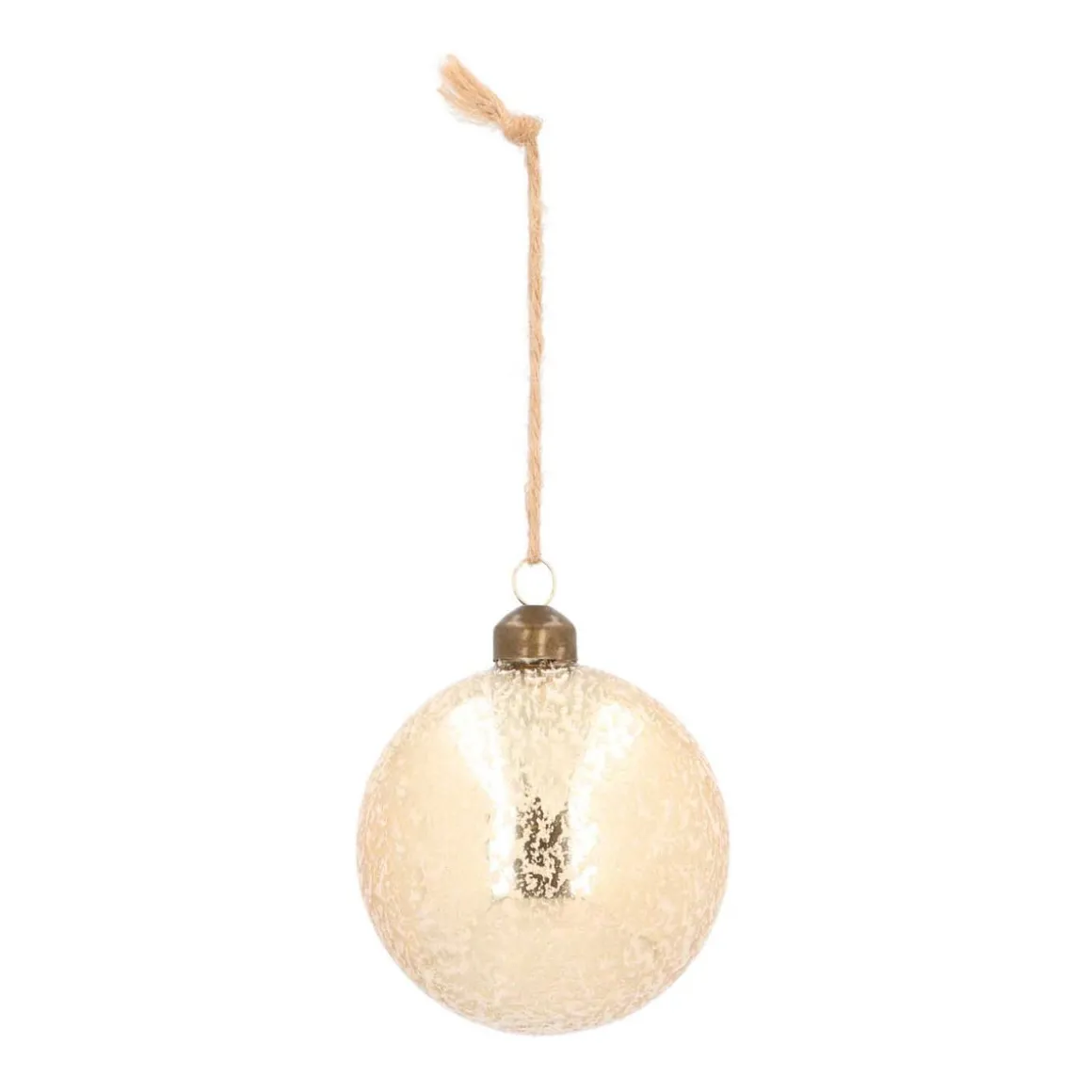 Glazen Kerstbal Met Frost | Lichtgoud | 8 Cm