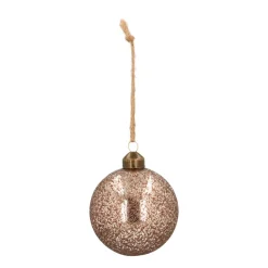 Glazen Kerstbal Met Frost | Bruin | 8 Cm