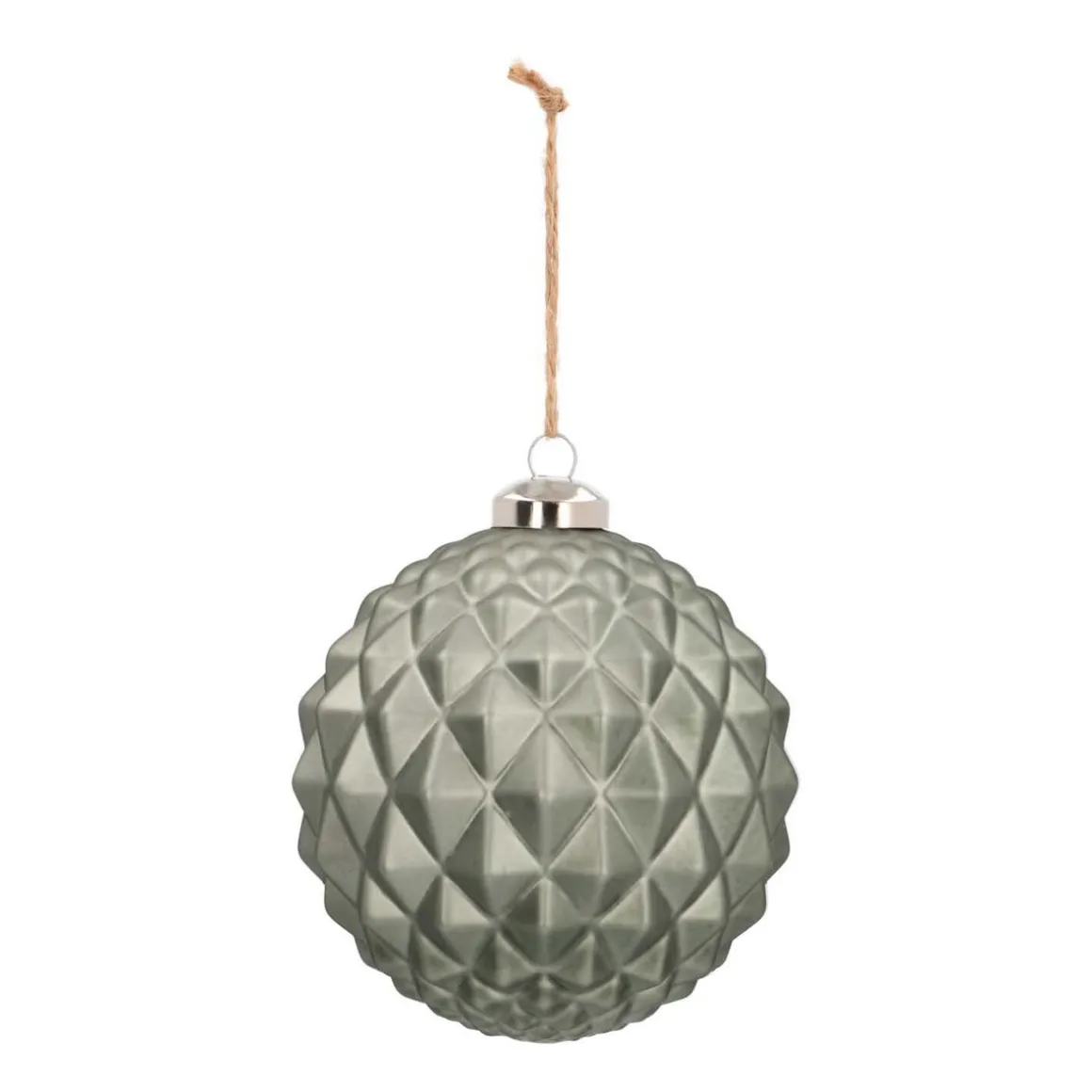 Glazen Kerstbal Met Geometrisch Reliëf | Cottage Green | 10 Cm