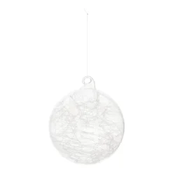 Glazen Kerstbal Met Ijsdraden | Transparant | 10 Cm