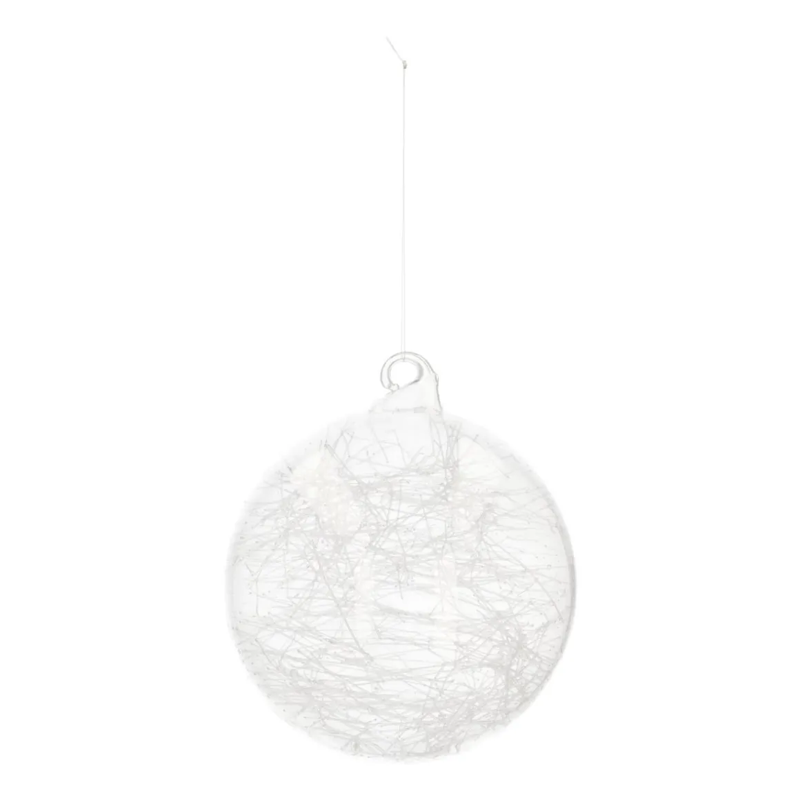 Glazen Kerstbal Met Ijsdraden | Transparant | 10 Cm