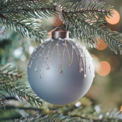 Glazen Kerstbal Met Ijspegels | Cottage Green | 8 Cm