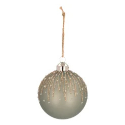 Glazen Kerstbal Met Ijspegels | Cottage Green | 8 Cm